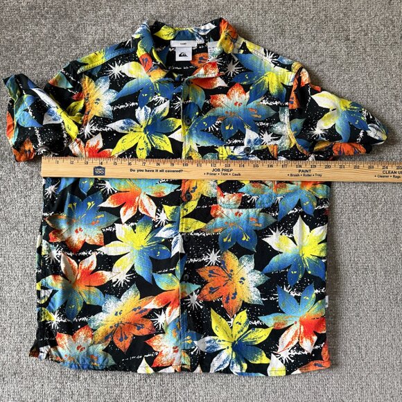 Quiksilver CAMP Floral Star Gazer Hawaiian Button-Up Short Sleeve Women's Medium - Picture 4 of 6